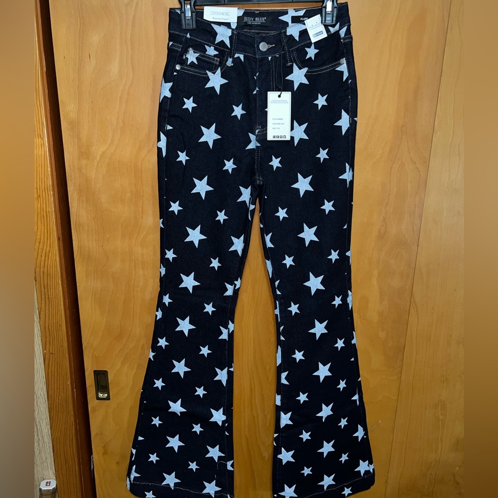 NWT Judy blue dark denim star flare jean sz 1/25
